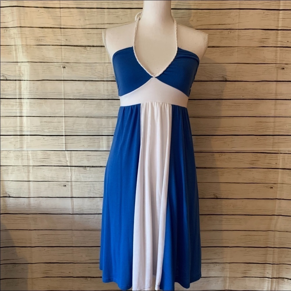Vintage Scott Blue And White Nautical Halter Dress